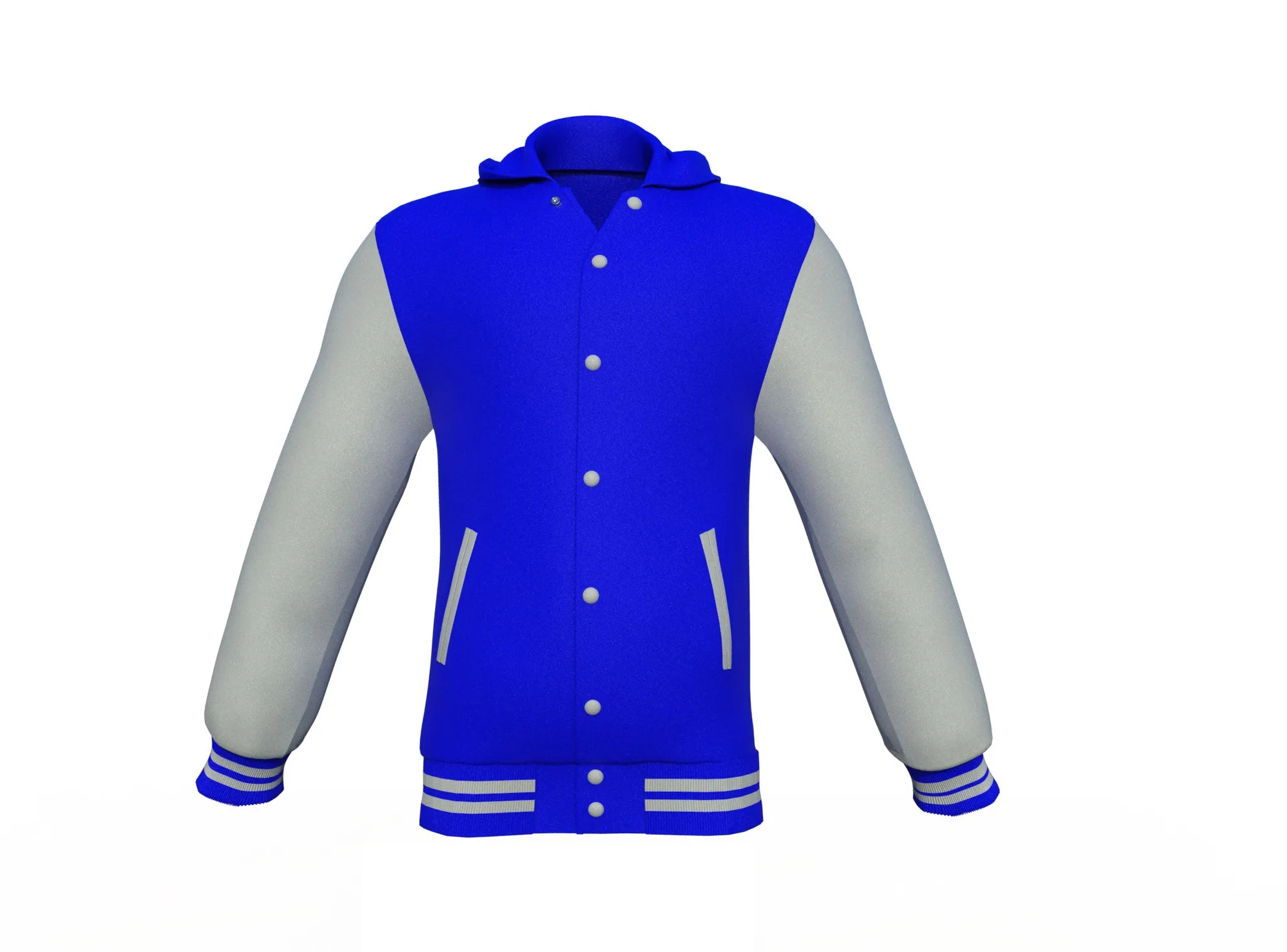 Blue Varsity Letterman Jacket with Grey Sleeves