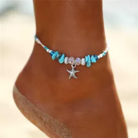 Boho Crystal Starfish Anklet Ankle Bracelet