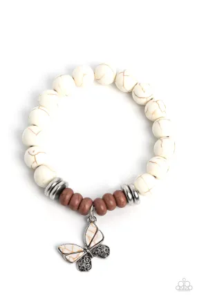 Bold Butterfly White Stone Bracelet - Paparazzi Accessories