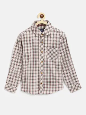 Boys Cream Checks Cotton Shirt