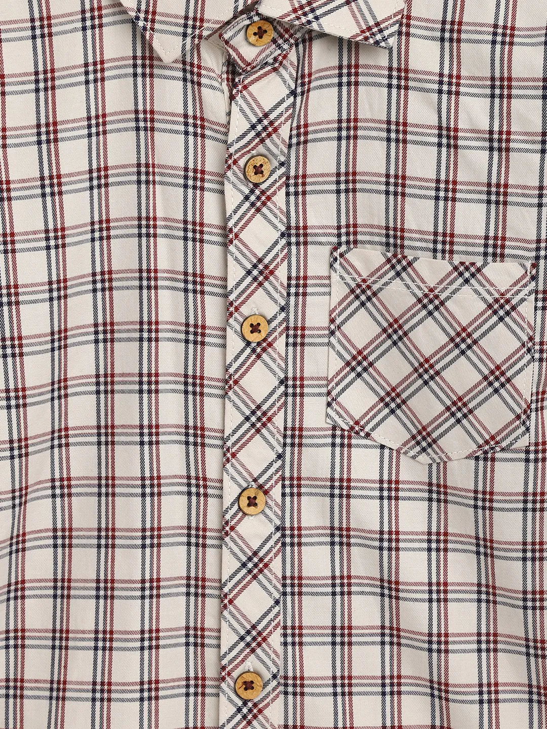 Boys Cream Checks Cotton Shirt