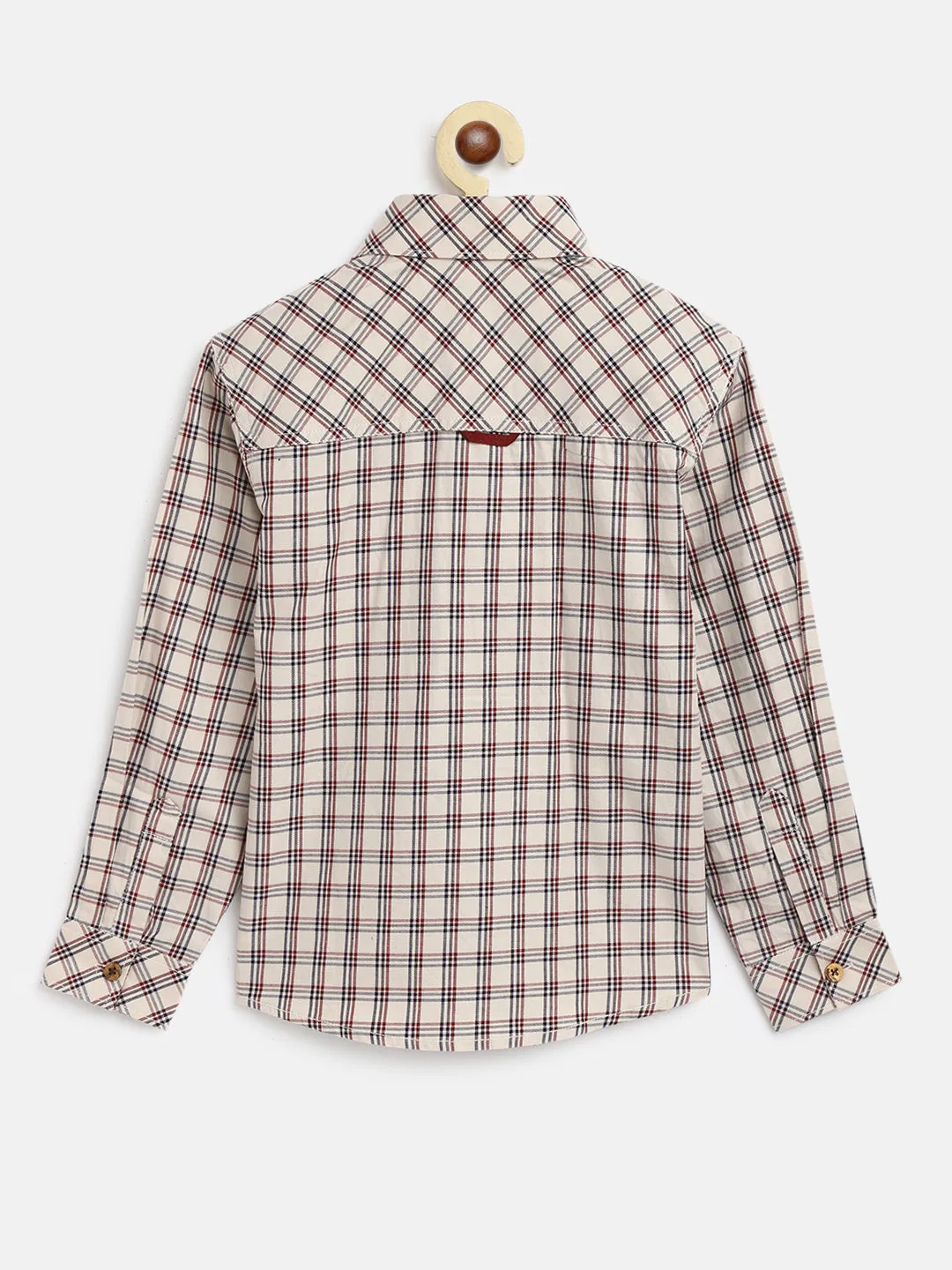 Boys Cream Checks Cotton Shirt