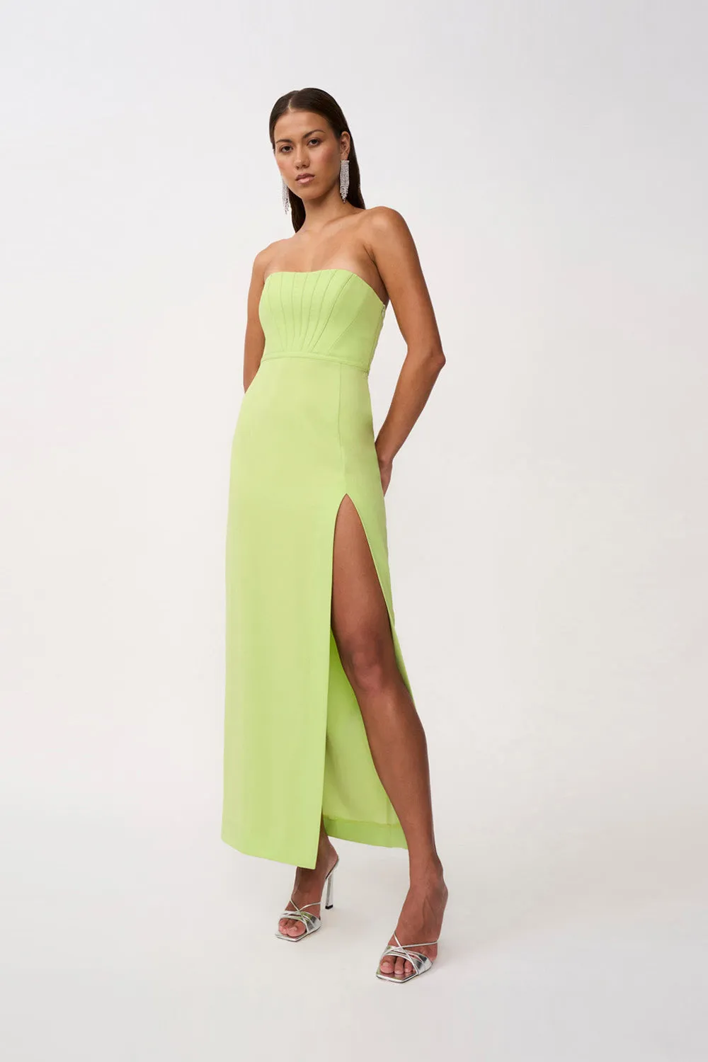 Brielle Bind Strapless Dress - Pear Green