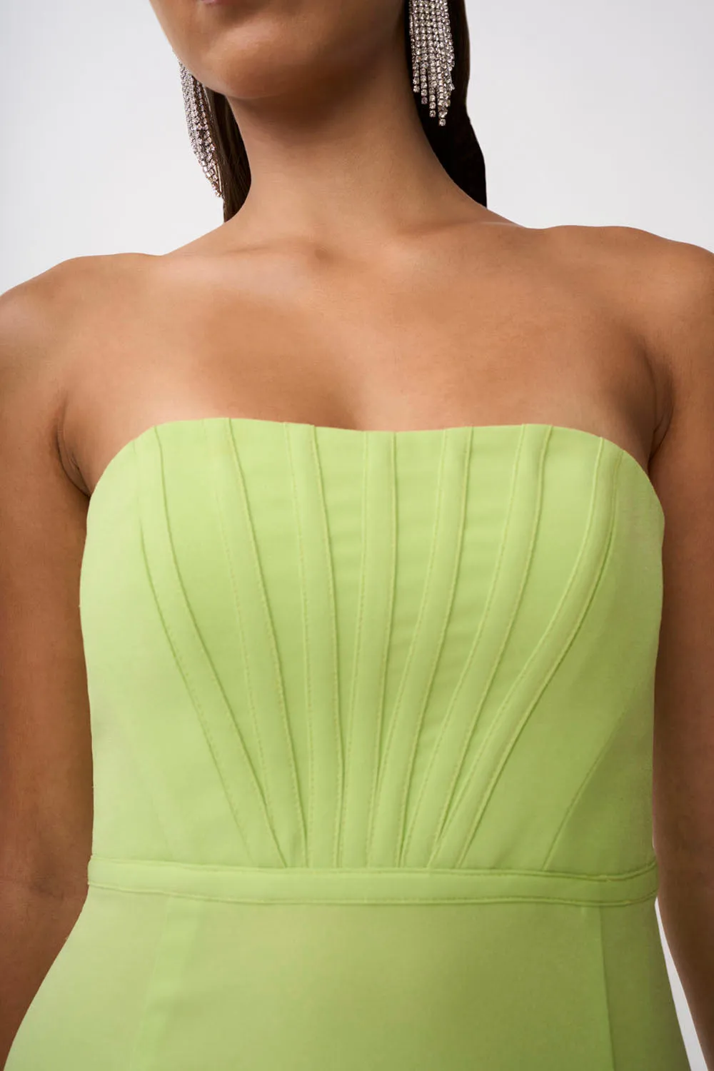 Brielle Bind Strapless Dress - Pear Green