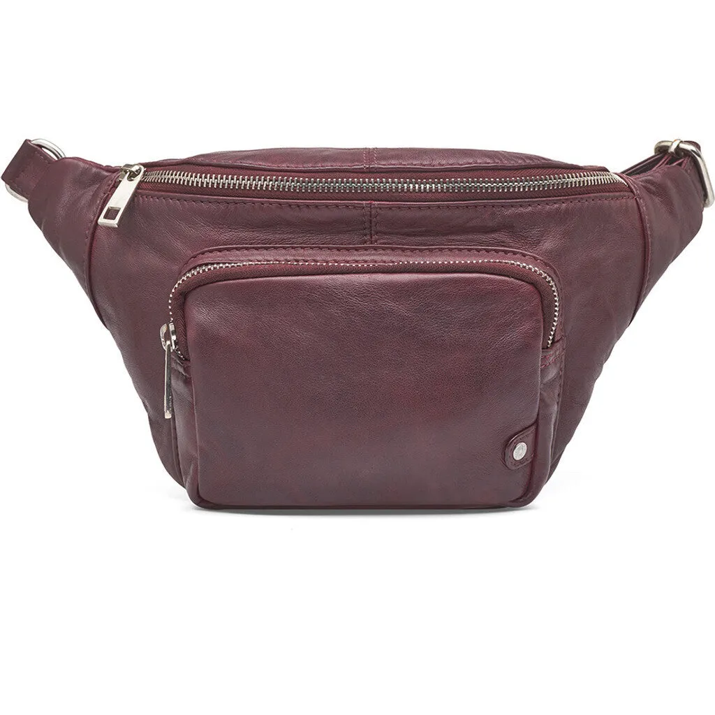 Bumbag in vintage look with front pocket / 13396 - Cranberry