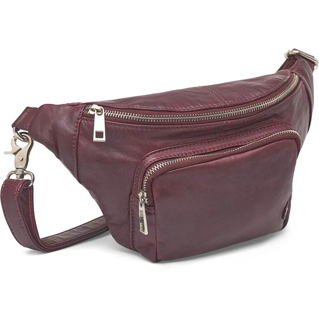 Bumbag in vintage look with front pocket / 13396 - Cranberry