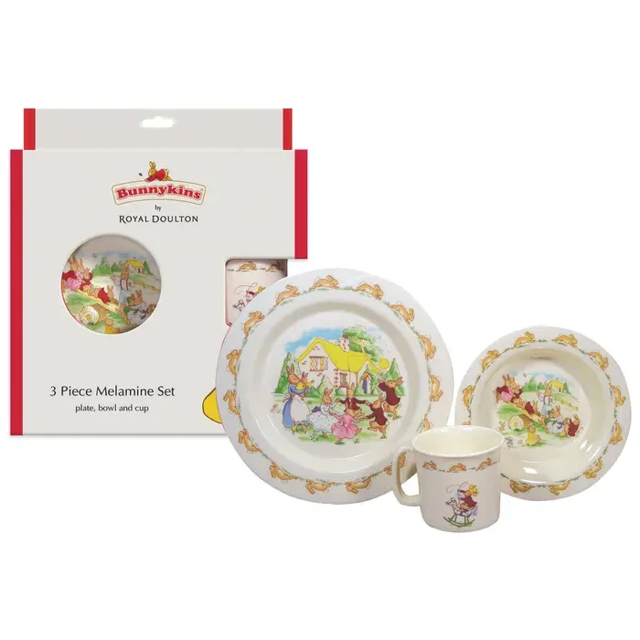 Bunnykins by Royal Doulton - 3 Piece Melanine Set - Playing Design Red