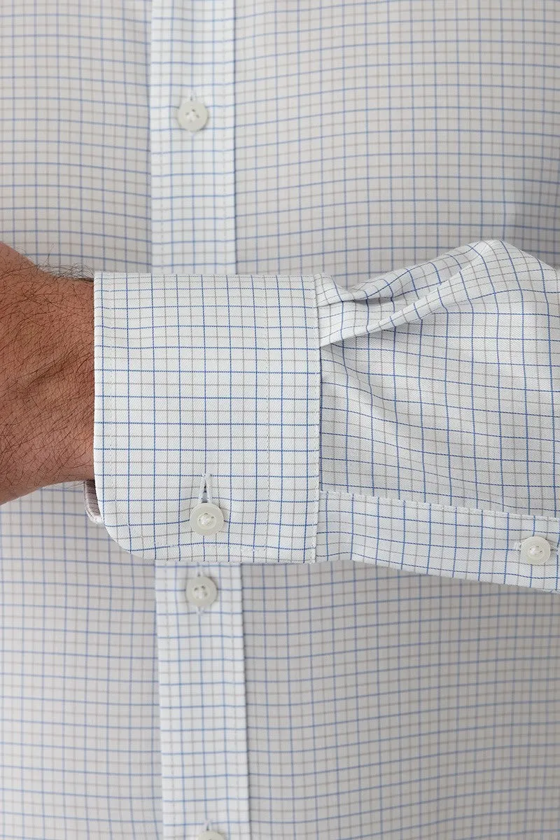 Cambridge Carlton Shirt - Sand/Blue Fine Check