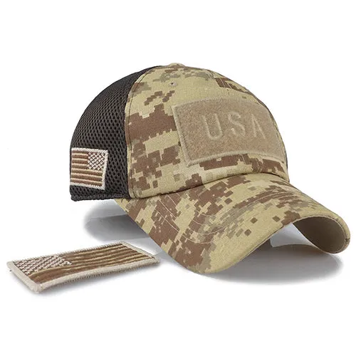 Camouflage Baseball Caps Men Hats With USA Flag Patches