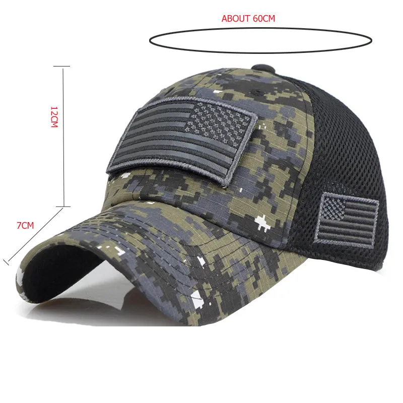 Camouflage Baseball Caps Men Hats With USA Flag Patches