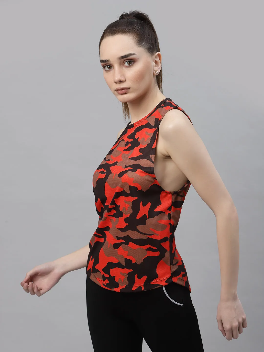 Camouflage Print Sleeveless Activewear Tank Top