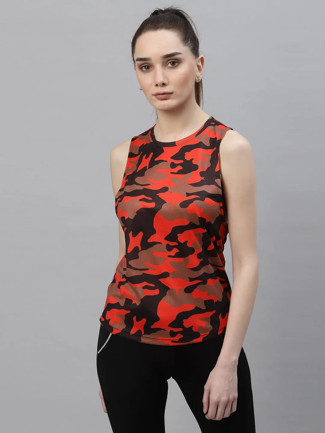 Camouflage Print Sleeveless Activewear Tank Top