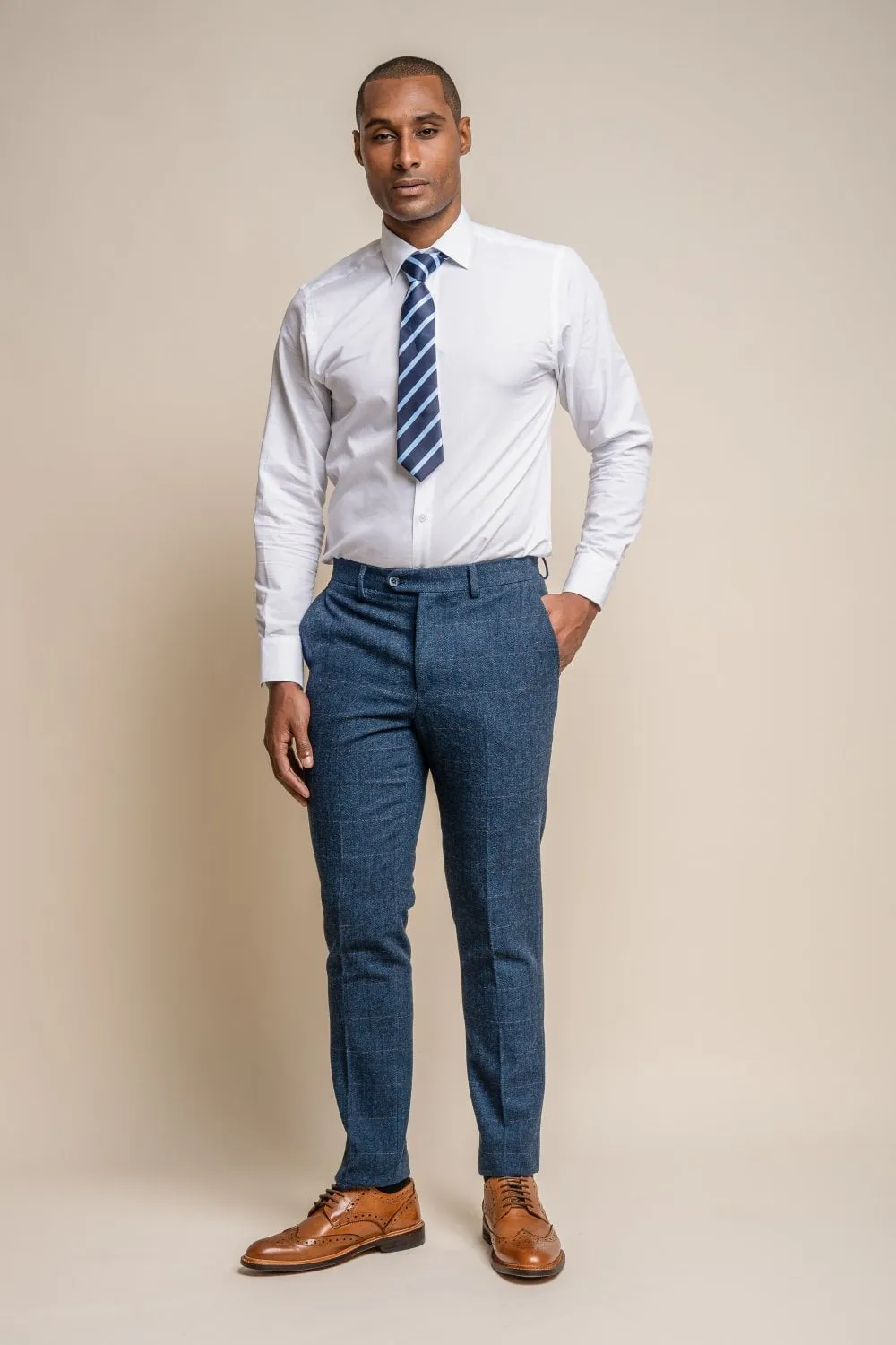 Carnegi Navy Tweed Trousers