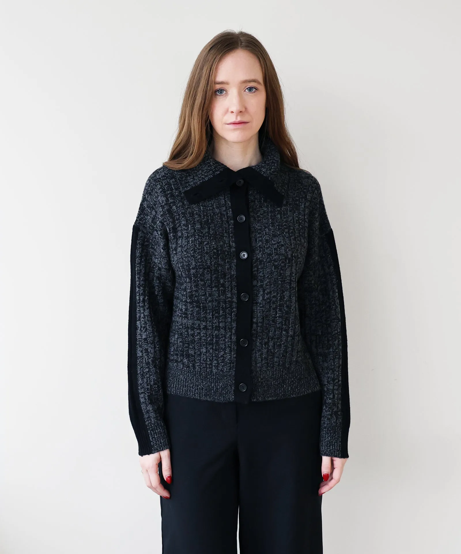 Cashmino Marled Collared Cardigan