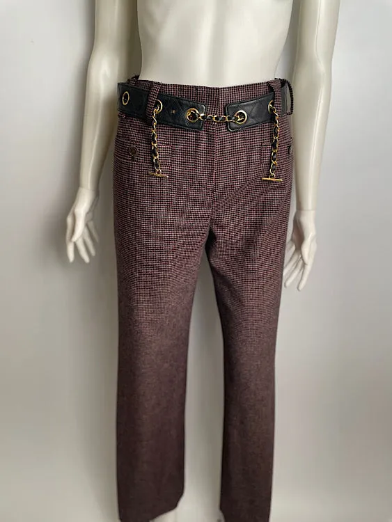 Chanel 05A 2005 Fall Tiny Pink Black Checks Pants Trousers FR 34 US 2/4