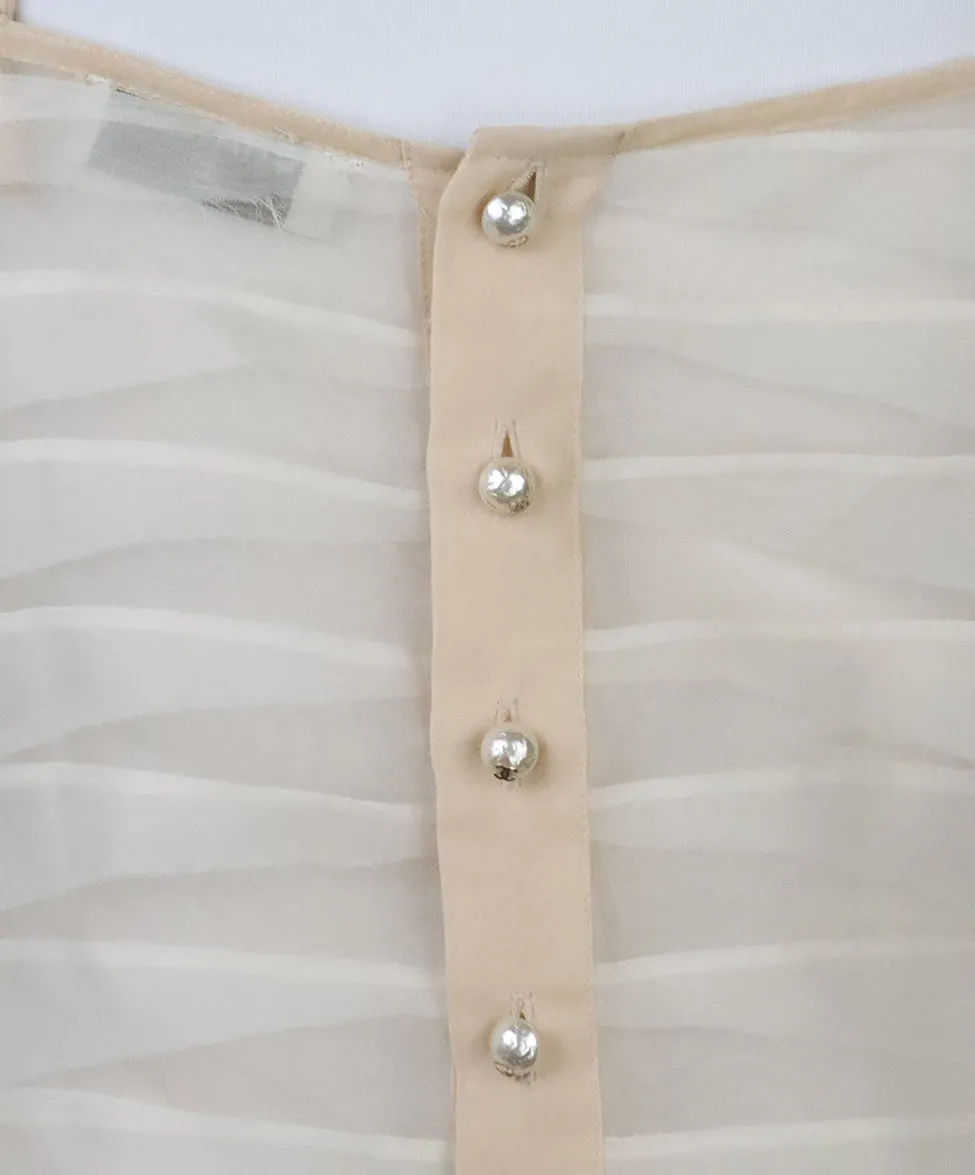 Chanel Beige Silk Tiered Camisole Top sz 4