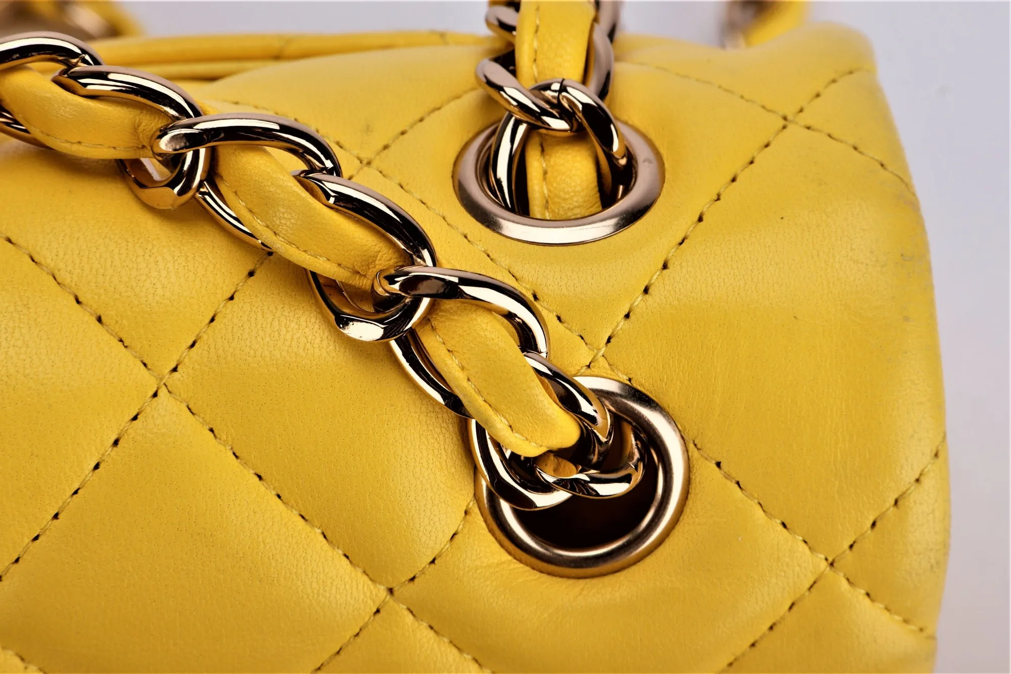 Chanel Classic Flap (1596xxxx) Jumbo Yellow Lambskin, Light Gold Hardware, with Card, no Dust Cover