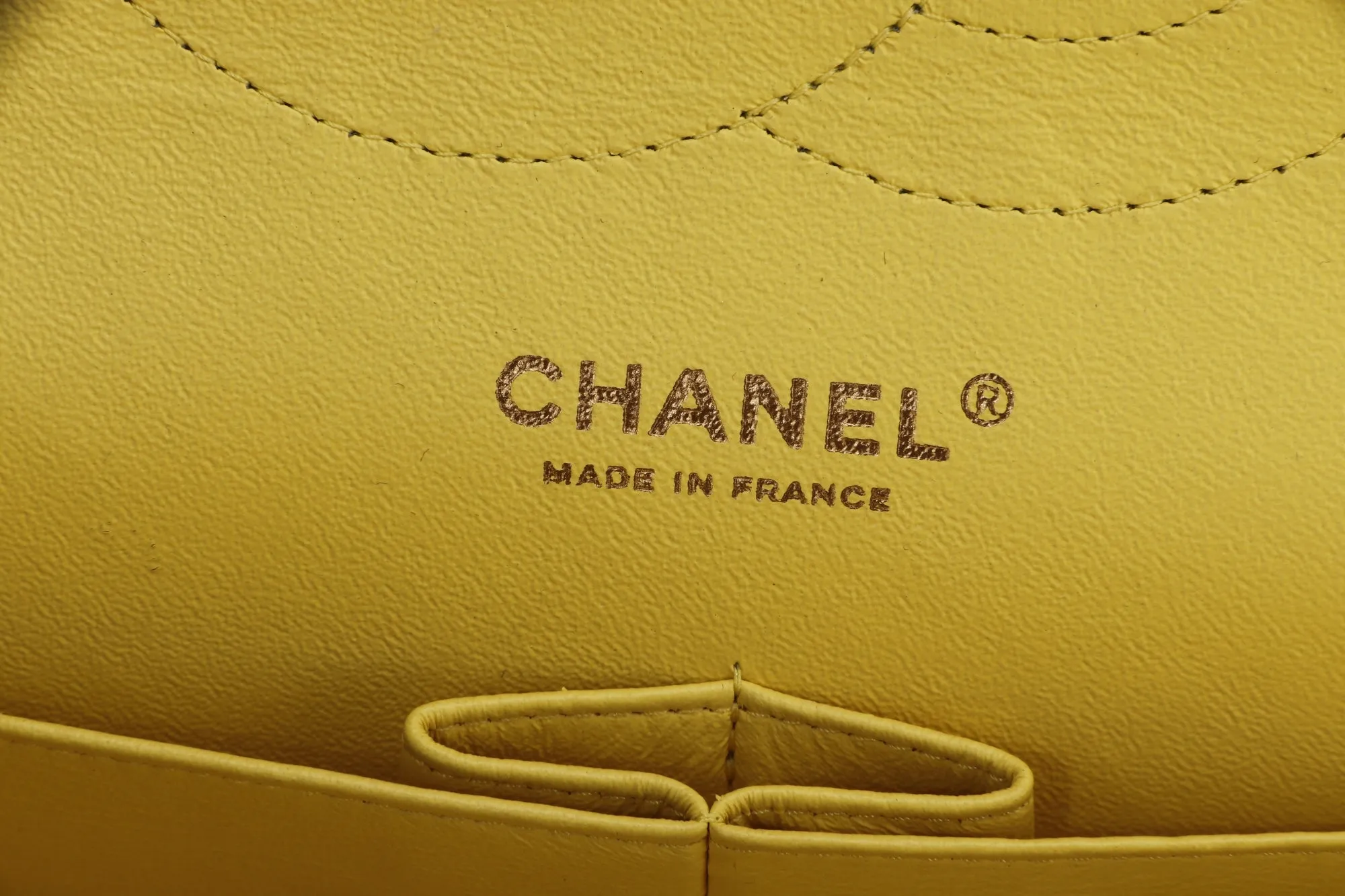 Chanel Classic Flap (1596xxxx) Jumbo Yellow Lambskin, Light Gold Hardware, with Card, no Dust Cover