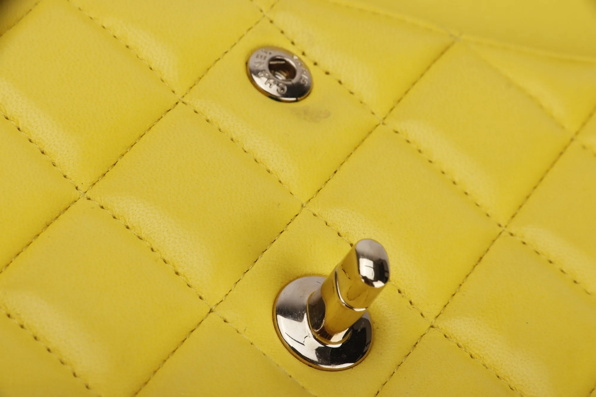 Chanel Classic Flap (1596xxxx) Jumbo Yellow Lambskin, Light Gold Hardware, with Card, no Dust Cover