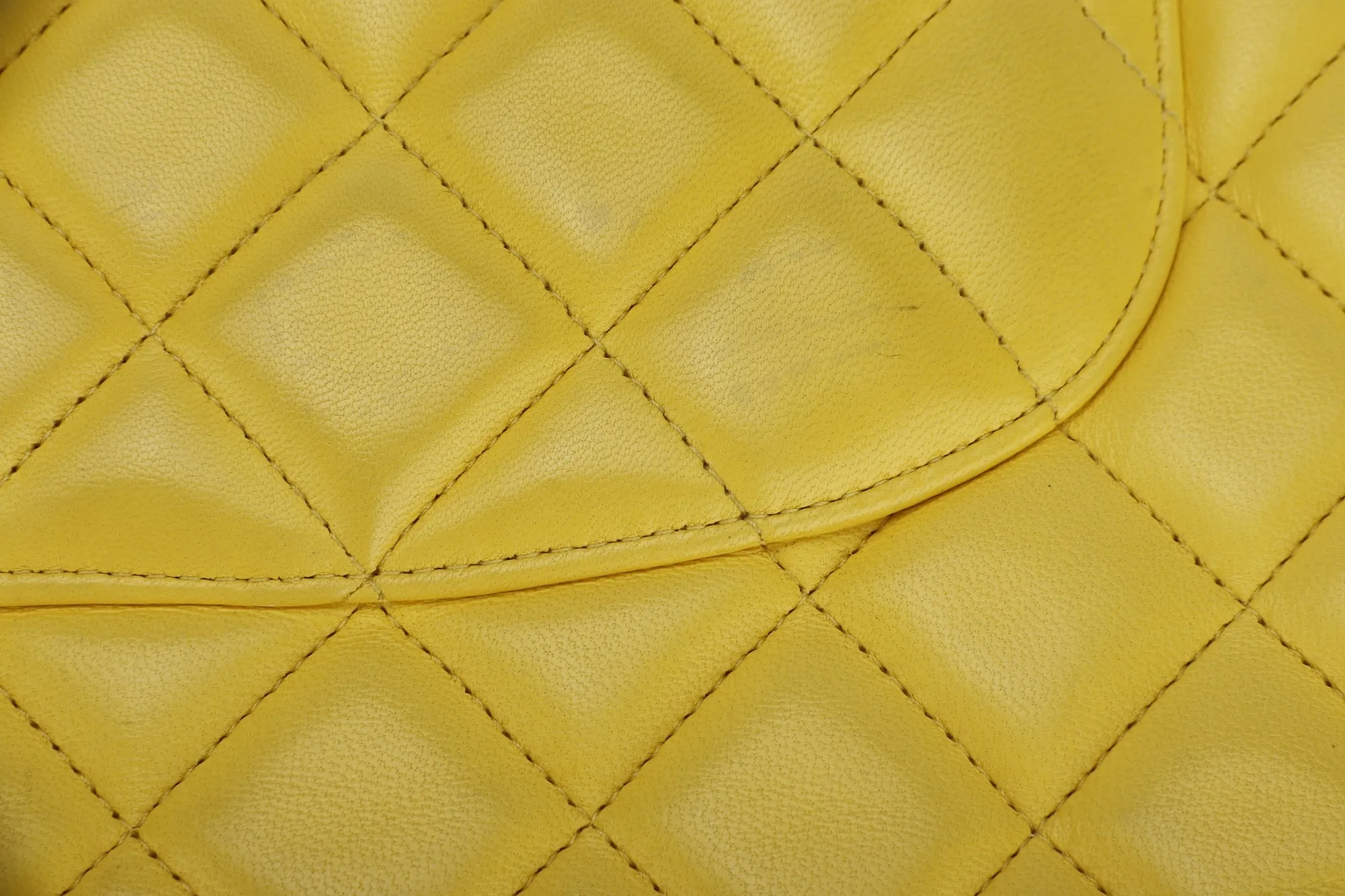 Chanel Classic Flap (1596xxxx) Jumbo Yellow Lambskin, Light Gold Hardware, with Card, no Dust Cover