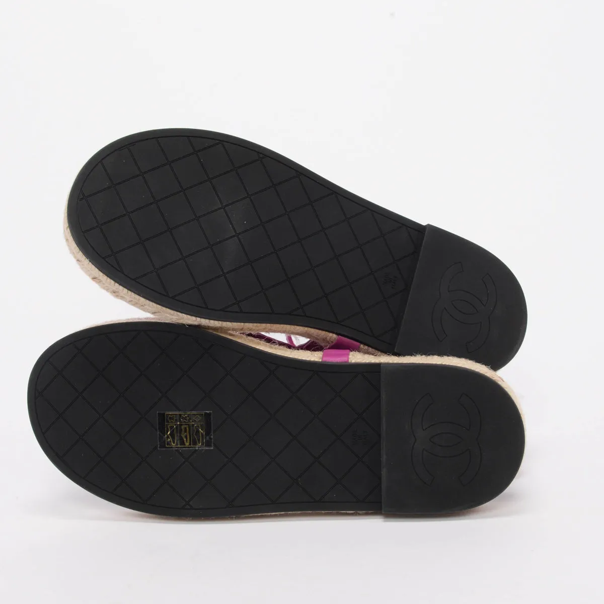 Chanel Purple Chain Espadrille Thong Sandals 40