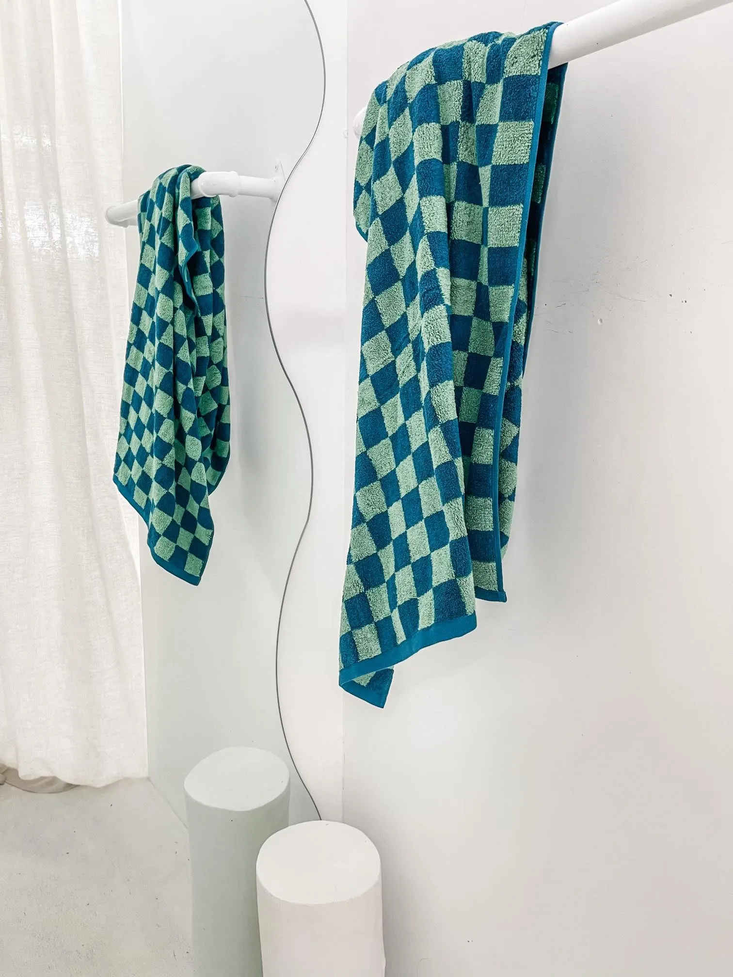 Checker Towel Green Blue