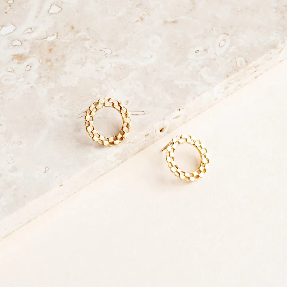 Checkered Circle Studs