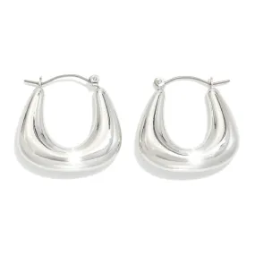 Chris - A Pair of Squared Metal Tone Hoop Earrings