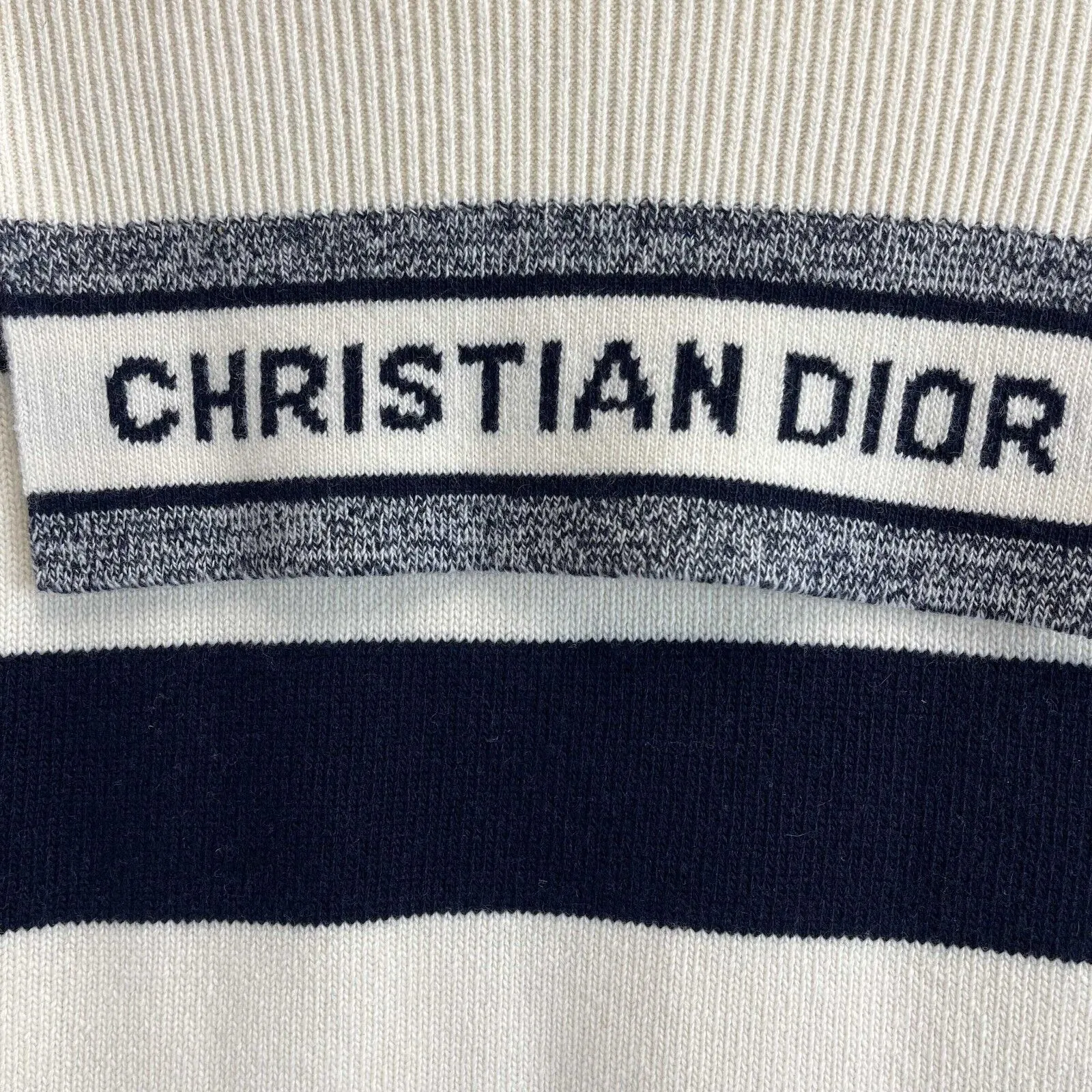 Christian Dior - Marinière motif RARE Sailor Sweater - Cream / Navy Top US 2