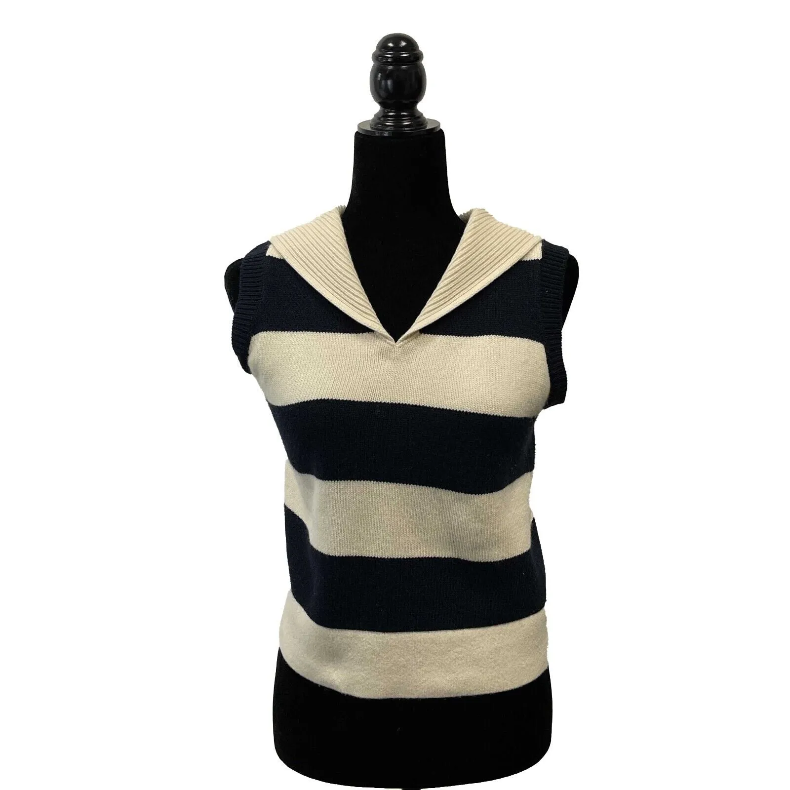 Christian Dior - Marinière motif RARE Sailor Sweater - Cream / Navy Top US 2