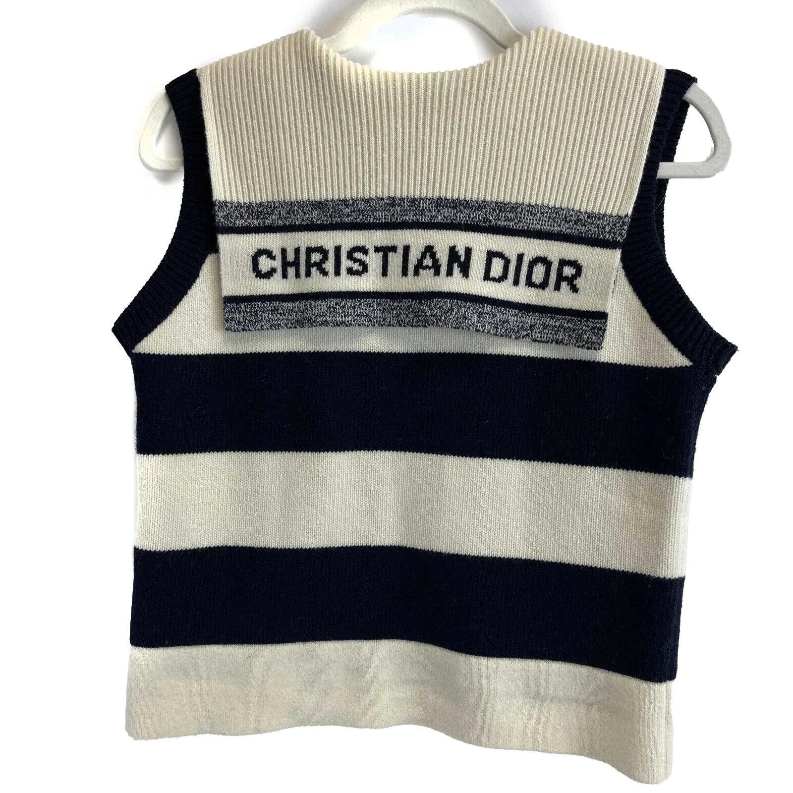 Christian Dior - Marinière motif RARE Sailor Sweater - Cream / Navy Top US 2