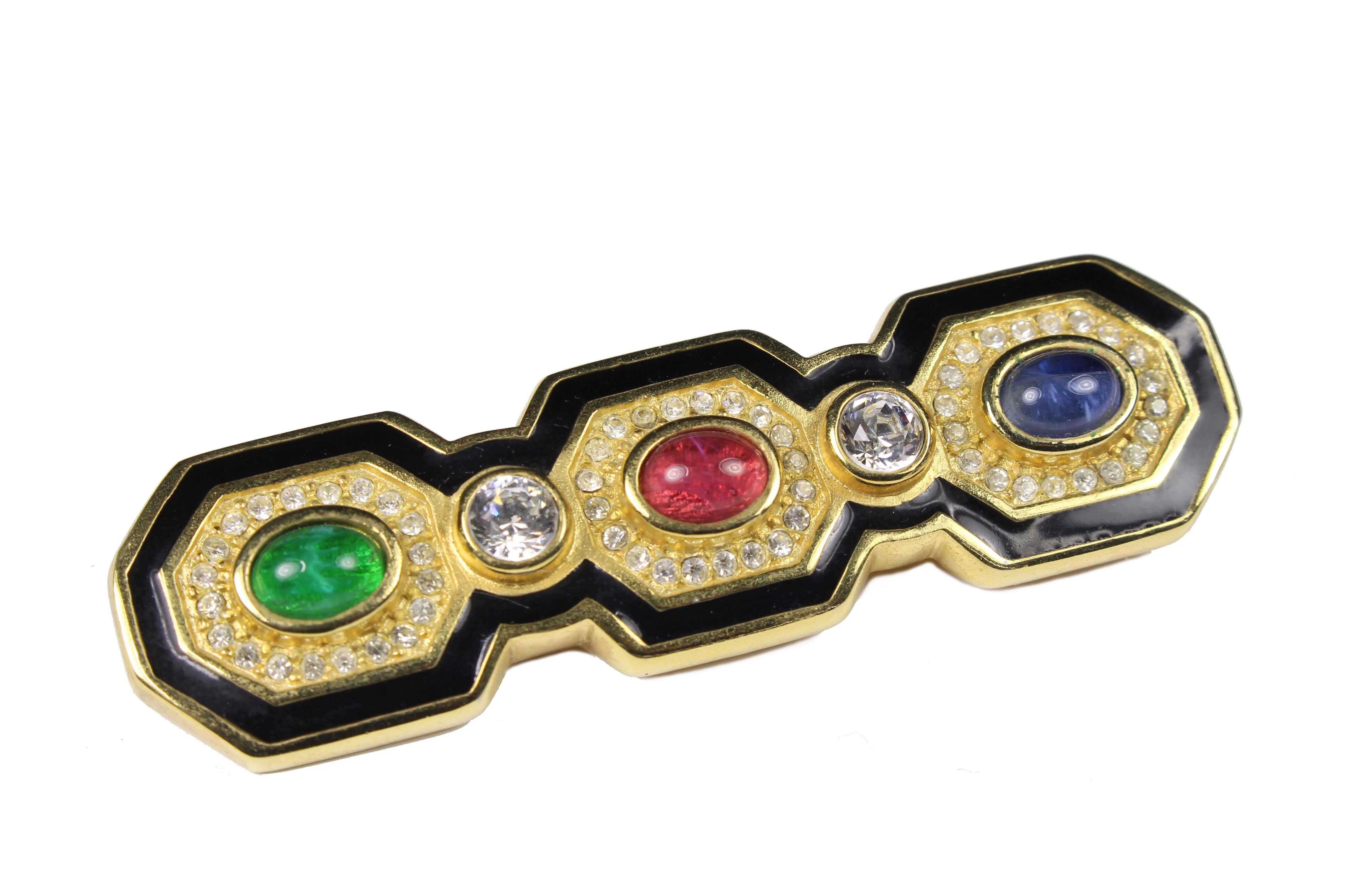 CHRISTIAN DIOR multicolor stones brooch