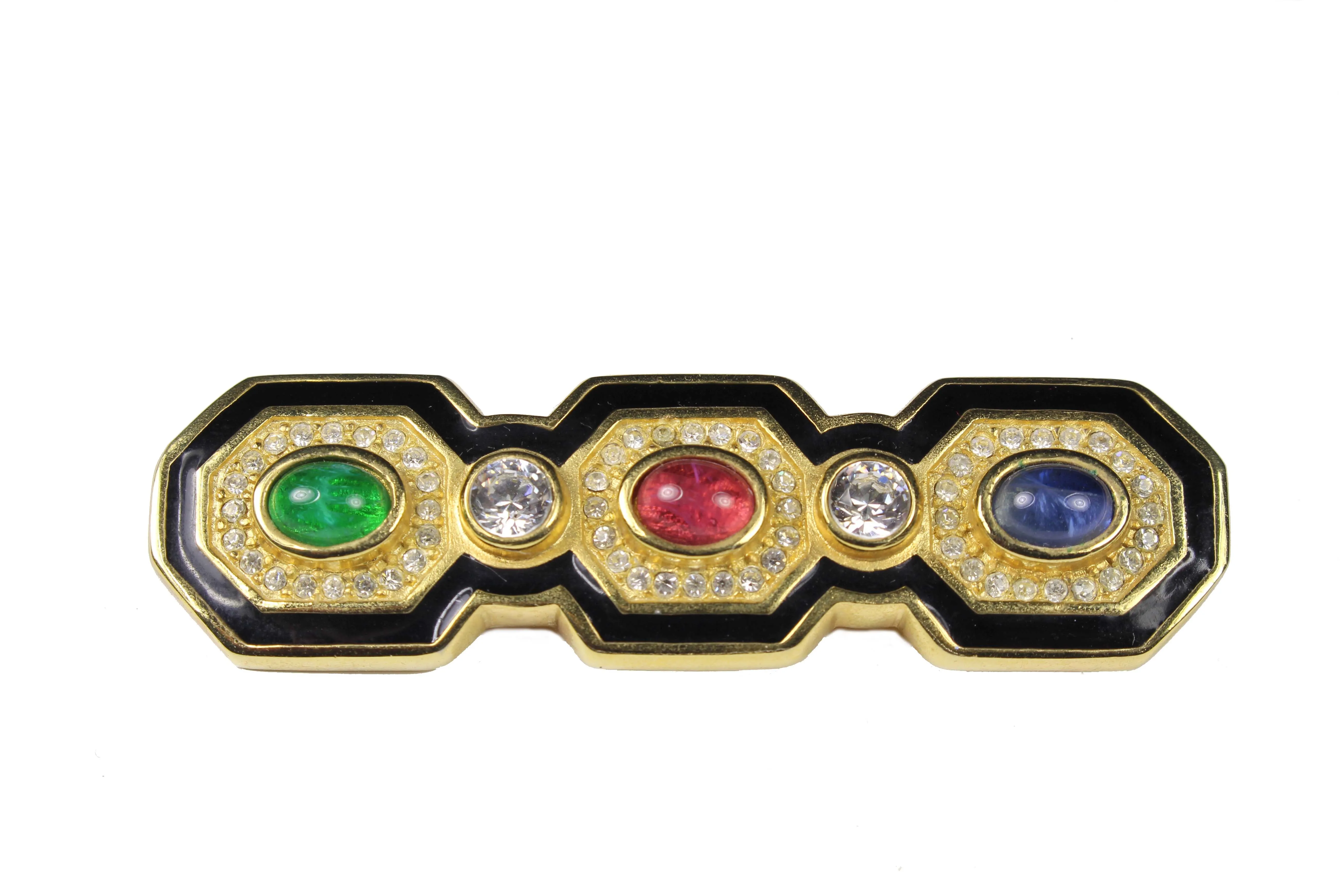 CHRISTIAN DIOR multicolor stones brooch