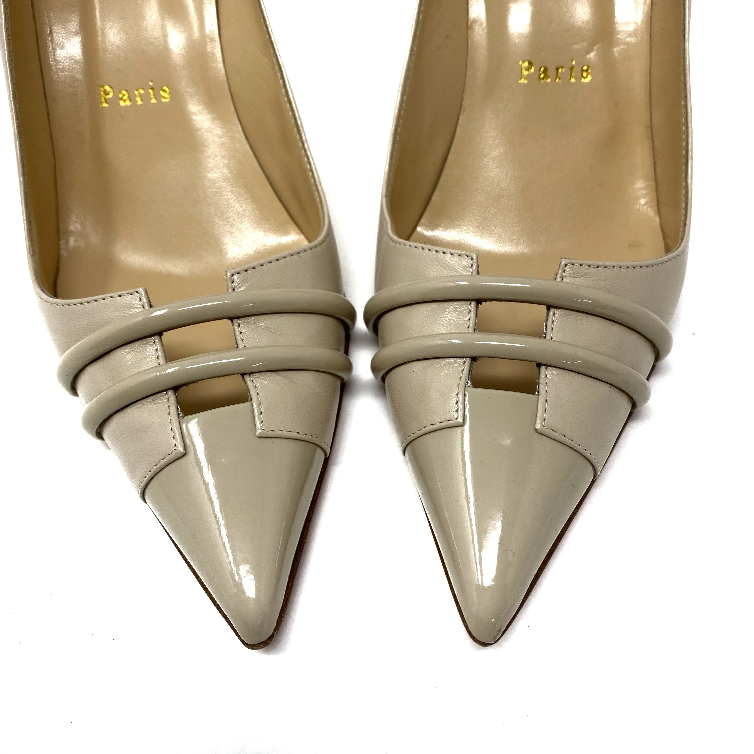 Christian Louboutin 85 Nude Patent Leather Point Toe Pump 38 | 7.5