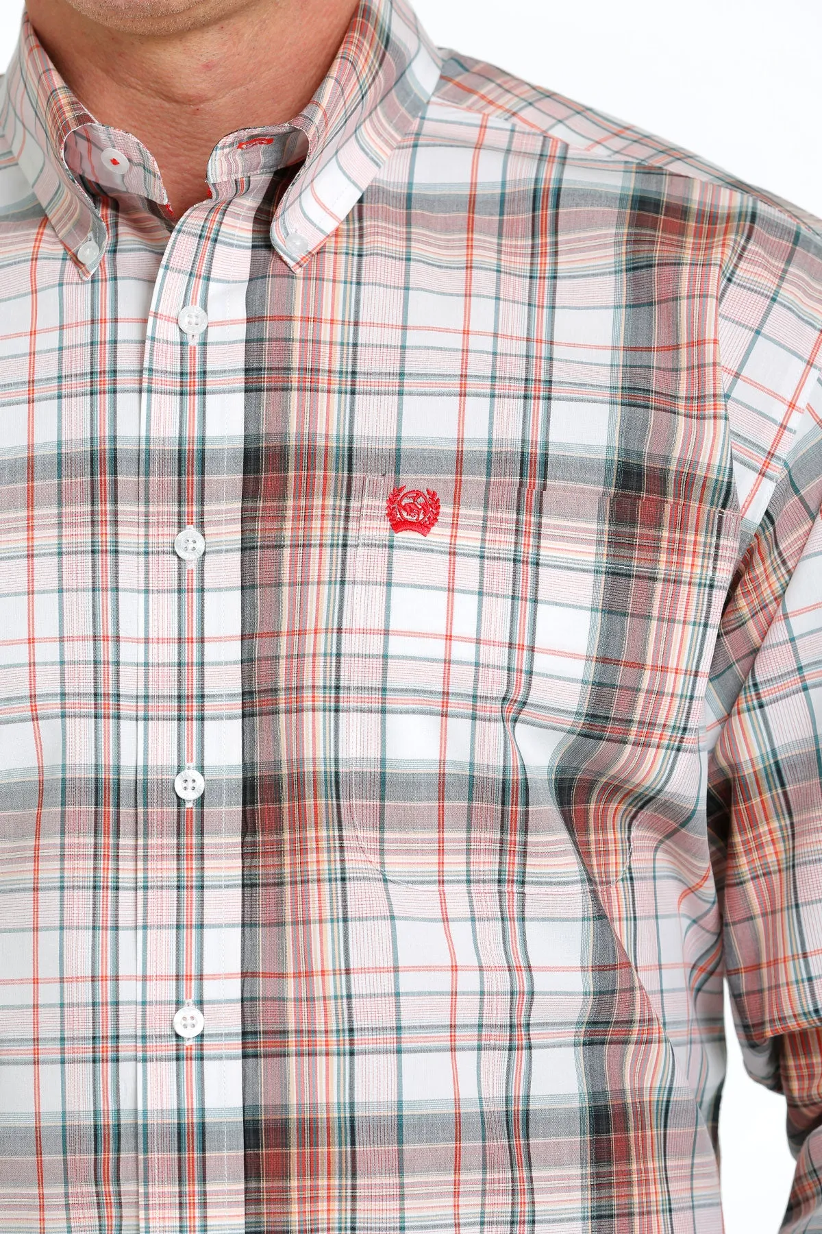 'Cinch' Men's Plaid Western Button Down - White