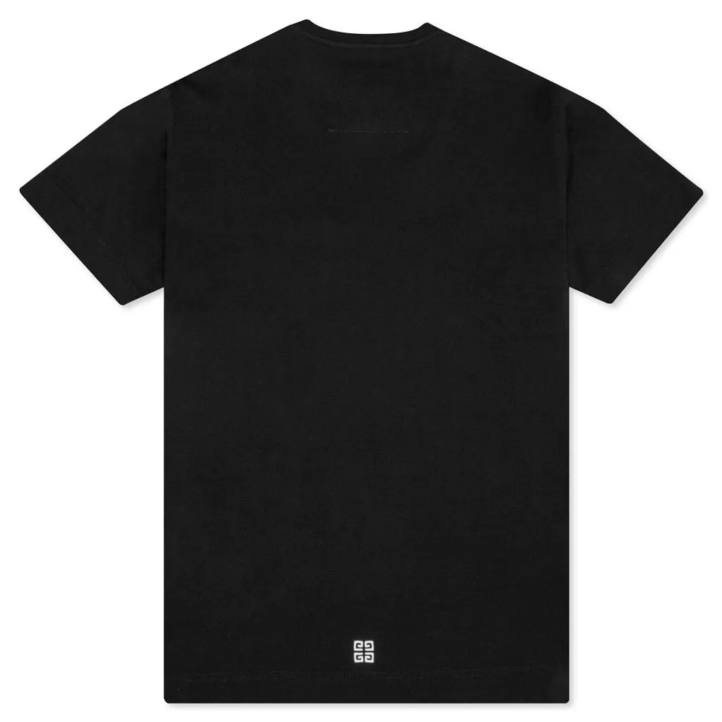 Classic Fit College Embroidery T-Shirt - Black