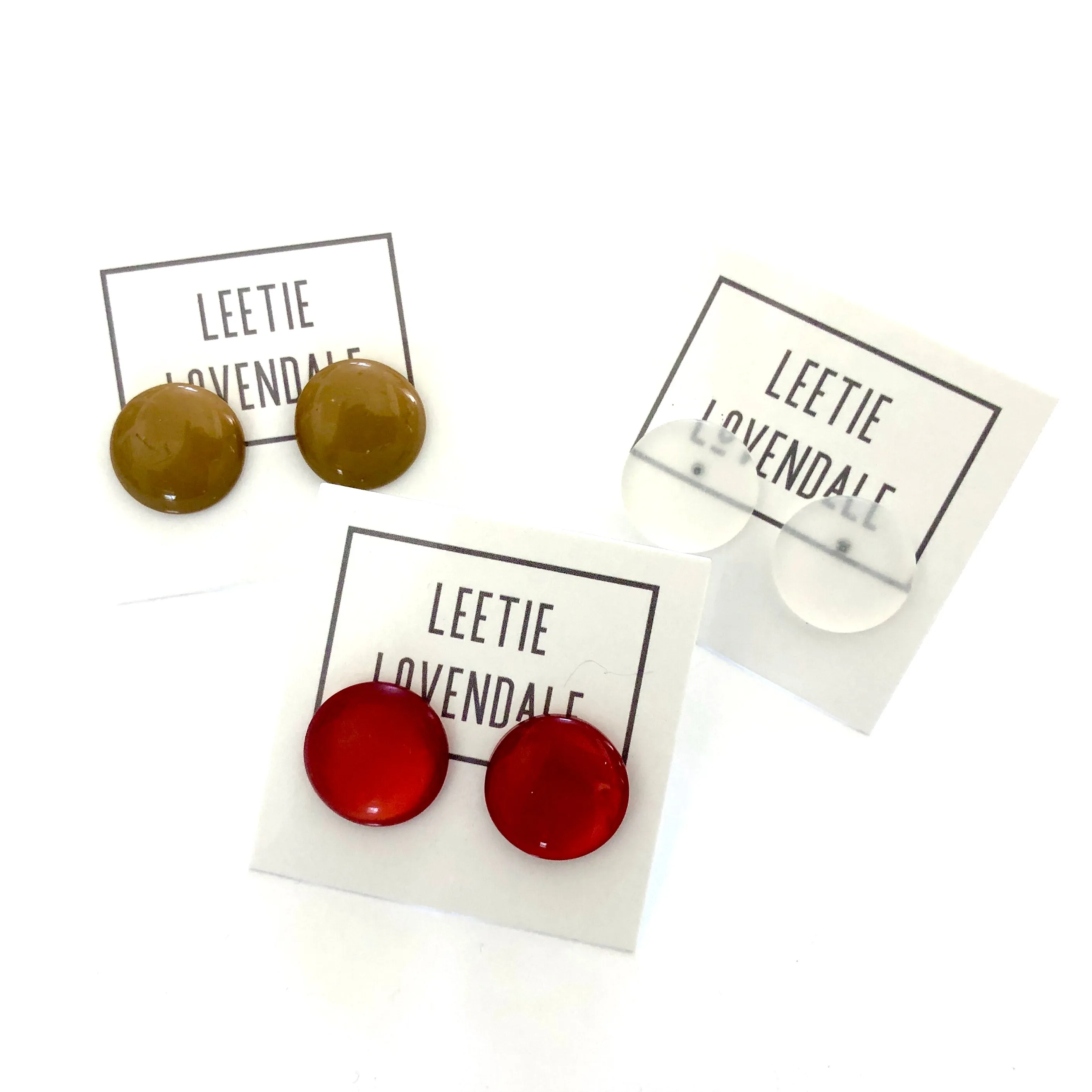 Clear Frosted Lucite Disc Stud Earrings