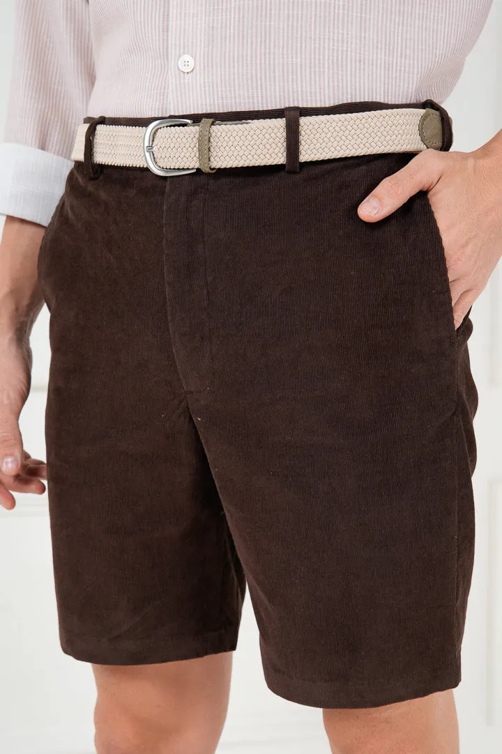 Coffee Brown Corduroy Stretch Chino Shorts