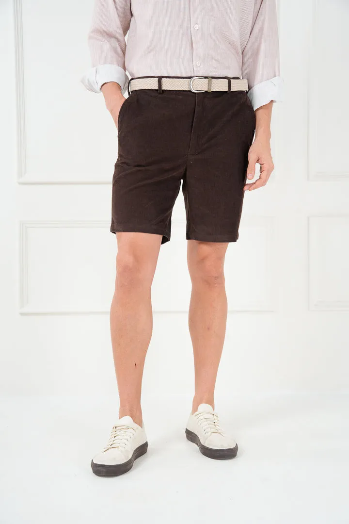 Coffee Brown Corduroy Stretch Chino Shorts