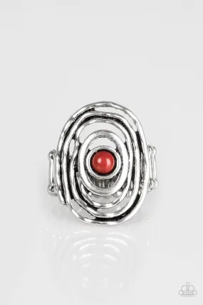 Colorfully Chaotic Silver and Brown Ring - Paparazzi Accessories