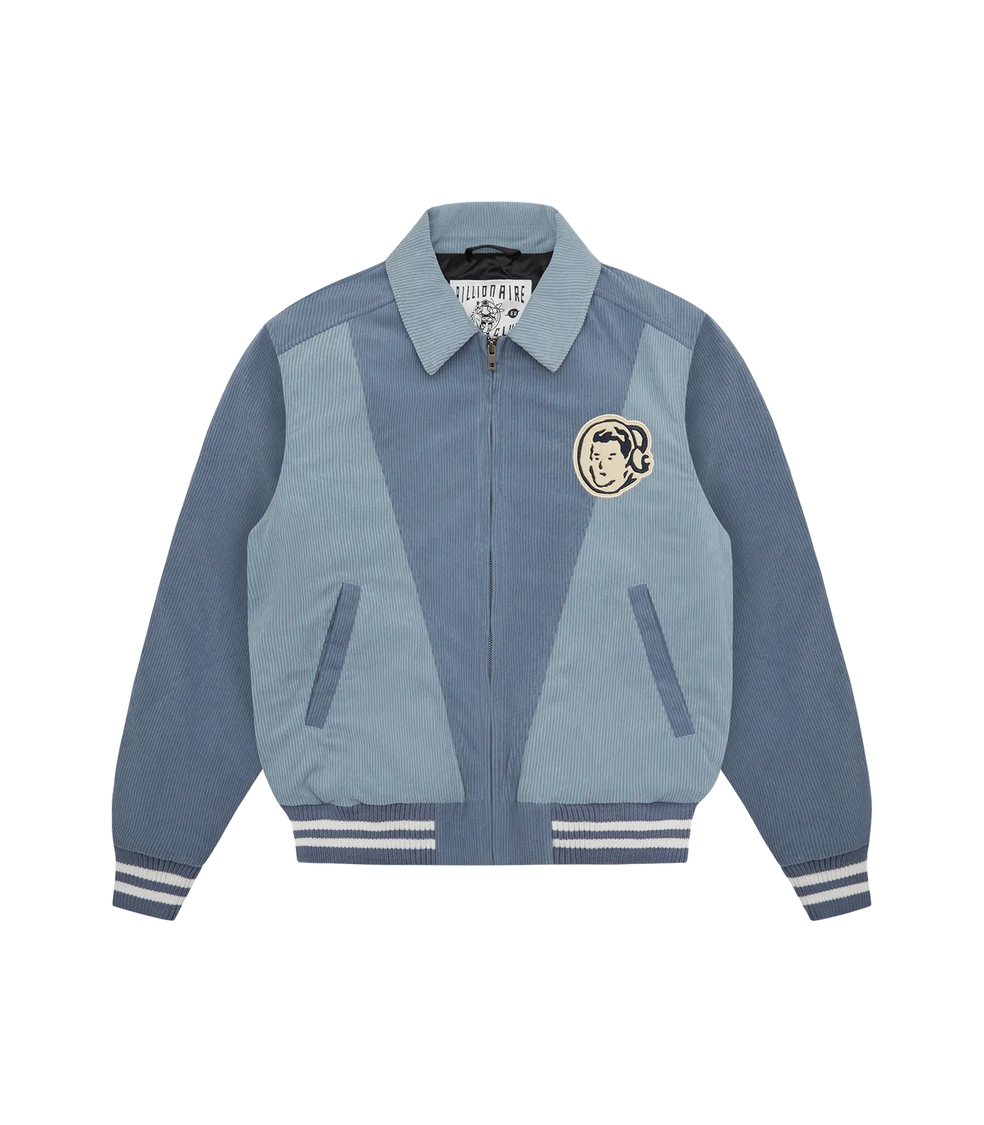 CORDUROY COLLARED VARSITY JACKET - BLUE