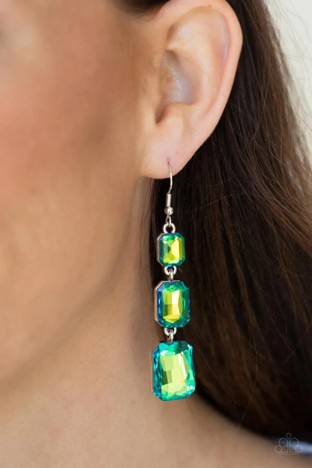 Cosmic Red Carpet Green Earrings - Paparazzi Accessories