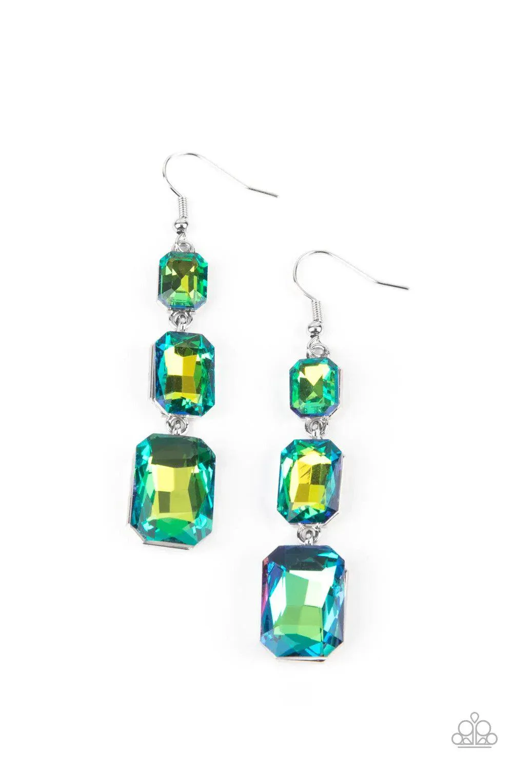 Cosmic Red Carpet Green Earrings - Paparazzi Accessories