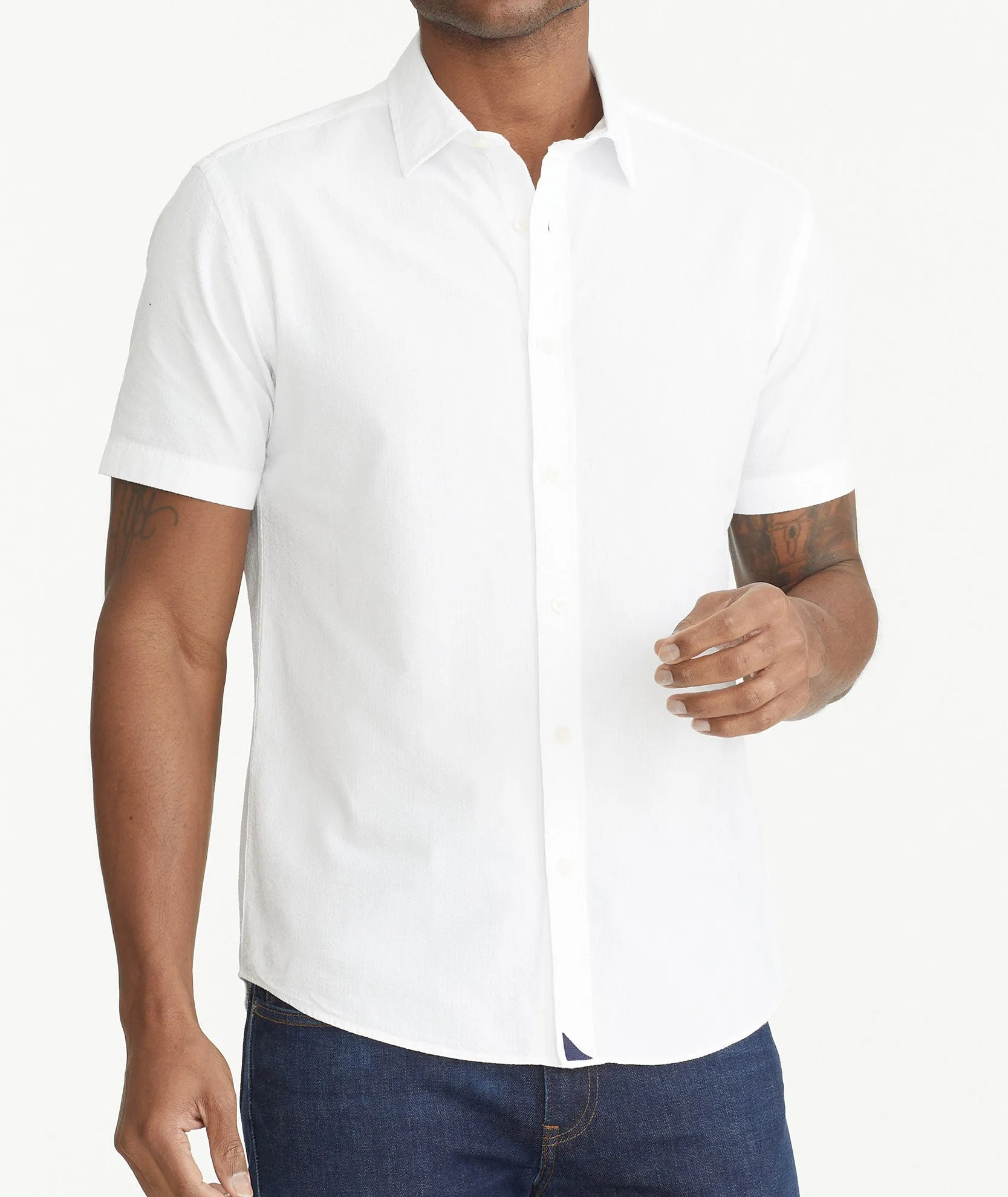 Cotton Seersucker Short-Sleeve Pavao Shirt