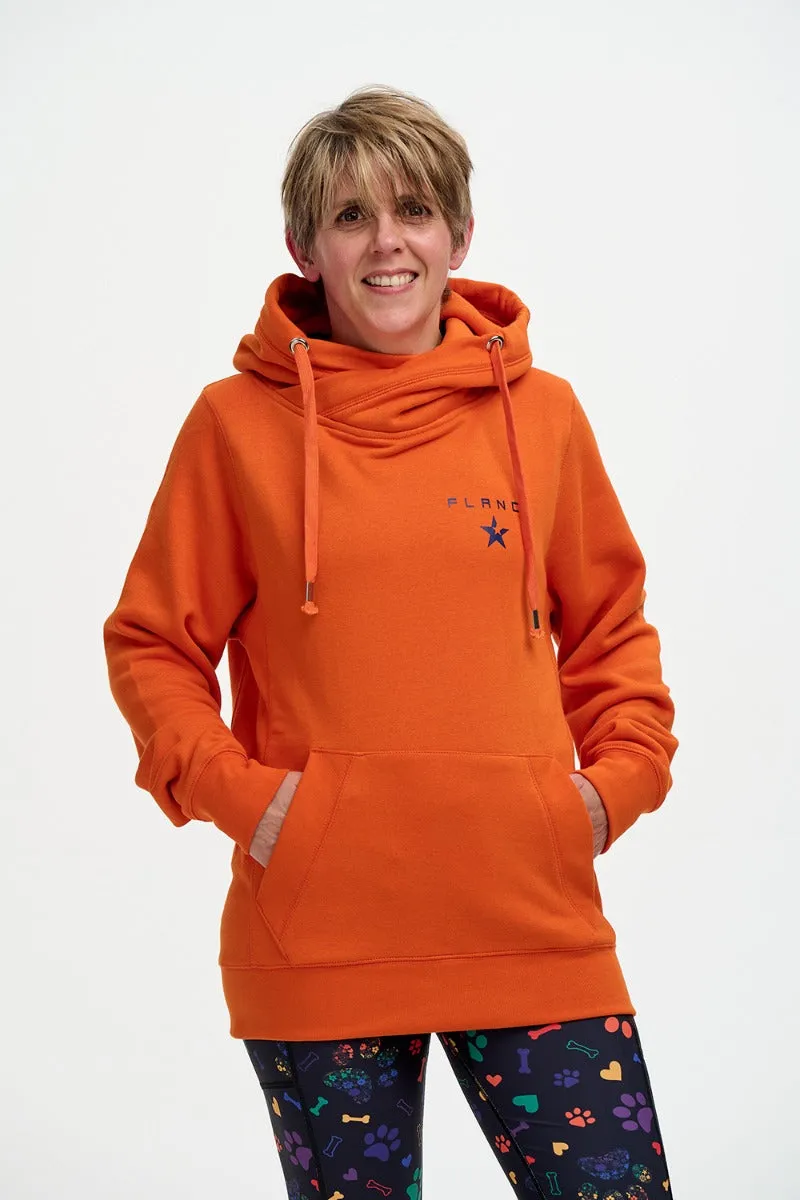 Cross Neck Hoodie | Orange