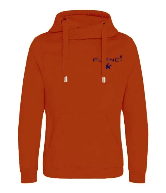 Cross Neck Hoodie | Orange