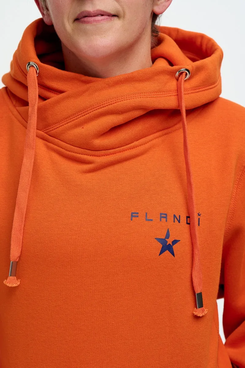 Cross Neck Hoodie | Orange