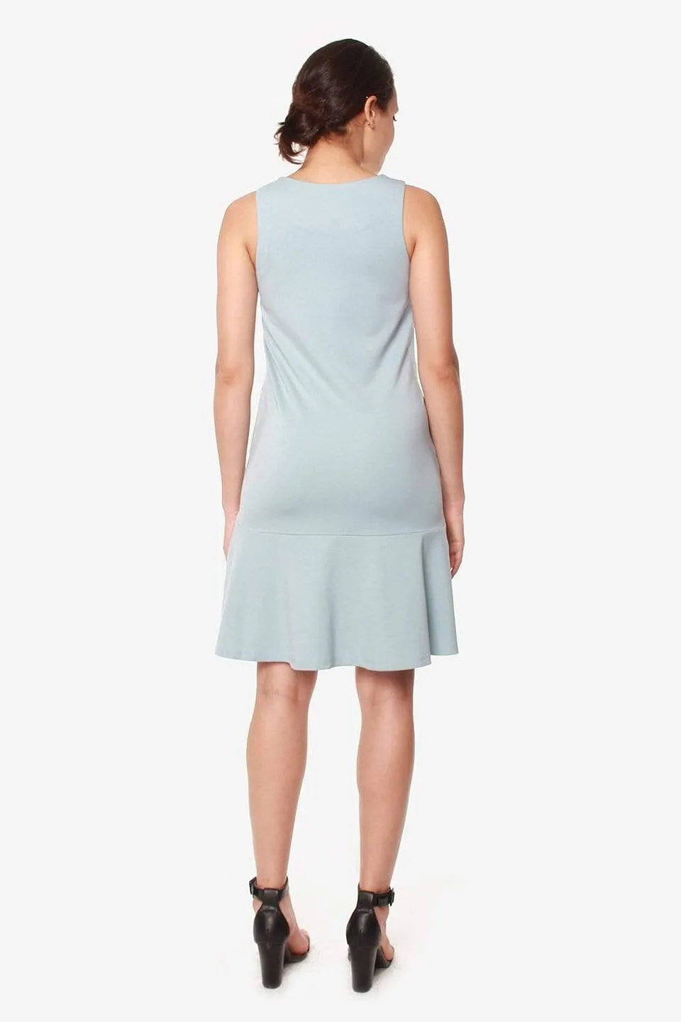 Cyra Flare Sleeveless Hem Dress Porcelain Blue