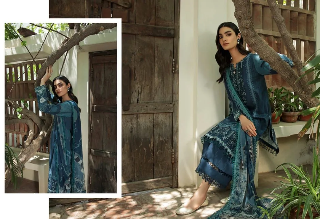 D04 Blue Allure - FARASHA LAWN VOL 2`22