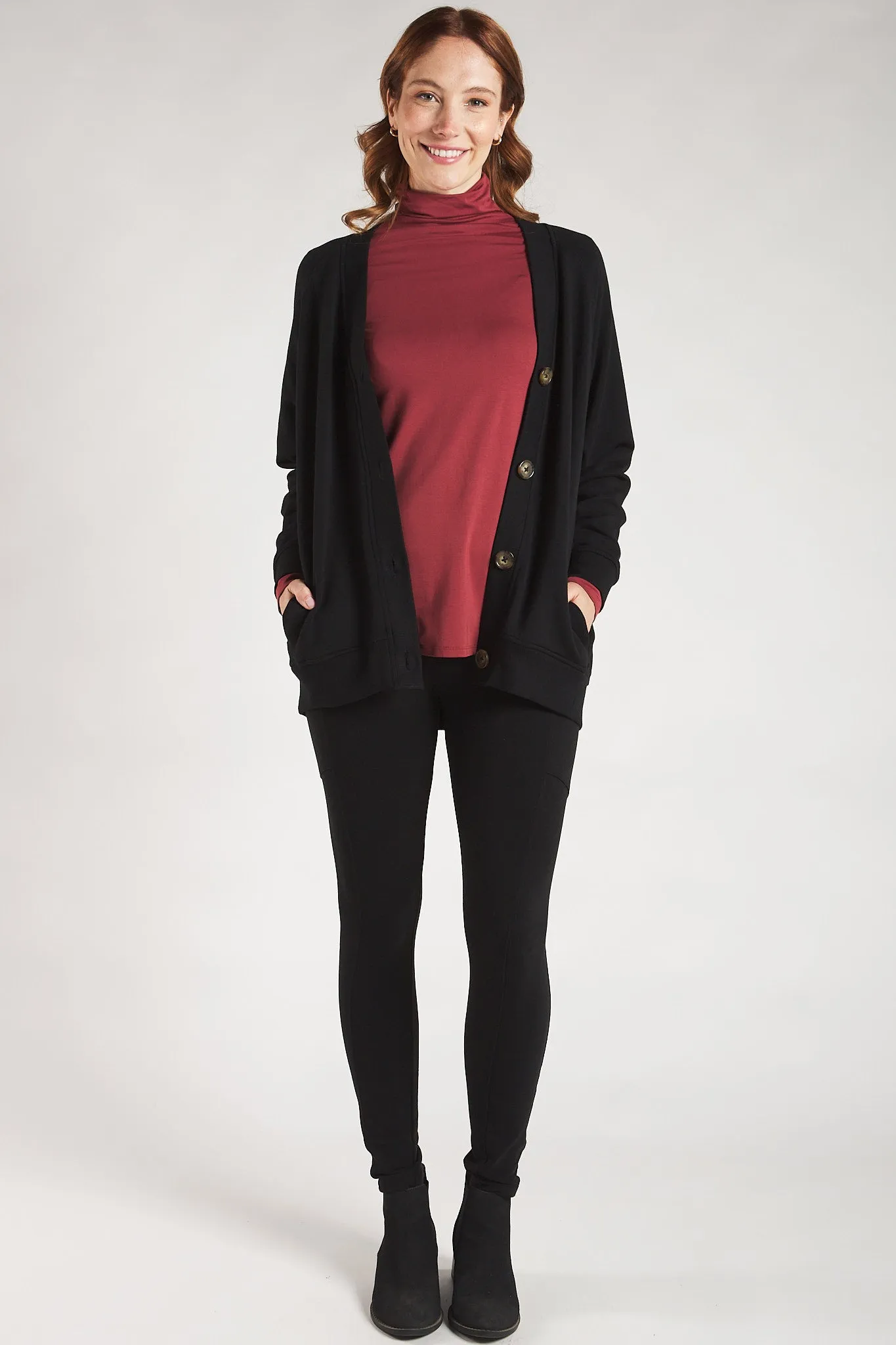 Dalya Funnel-Neck Bamboo Long Sleeve - Rosewood